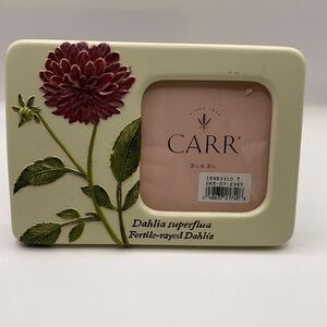 CARR 3.5”x 3.5” Picture Frame Ceramic Botanical Garden Fuchsia Dahlia SPRING